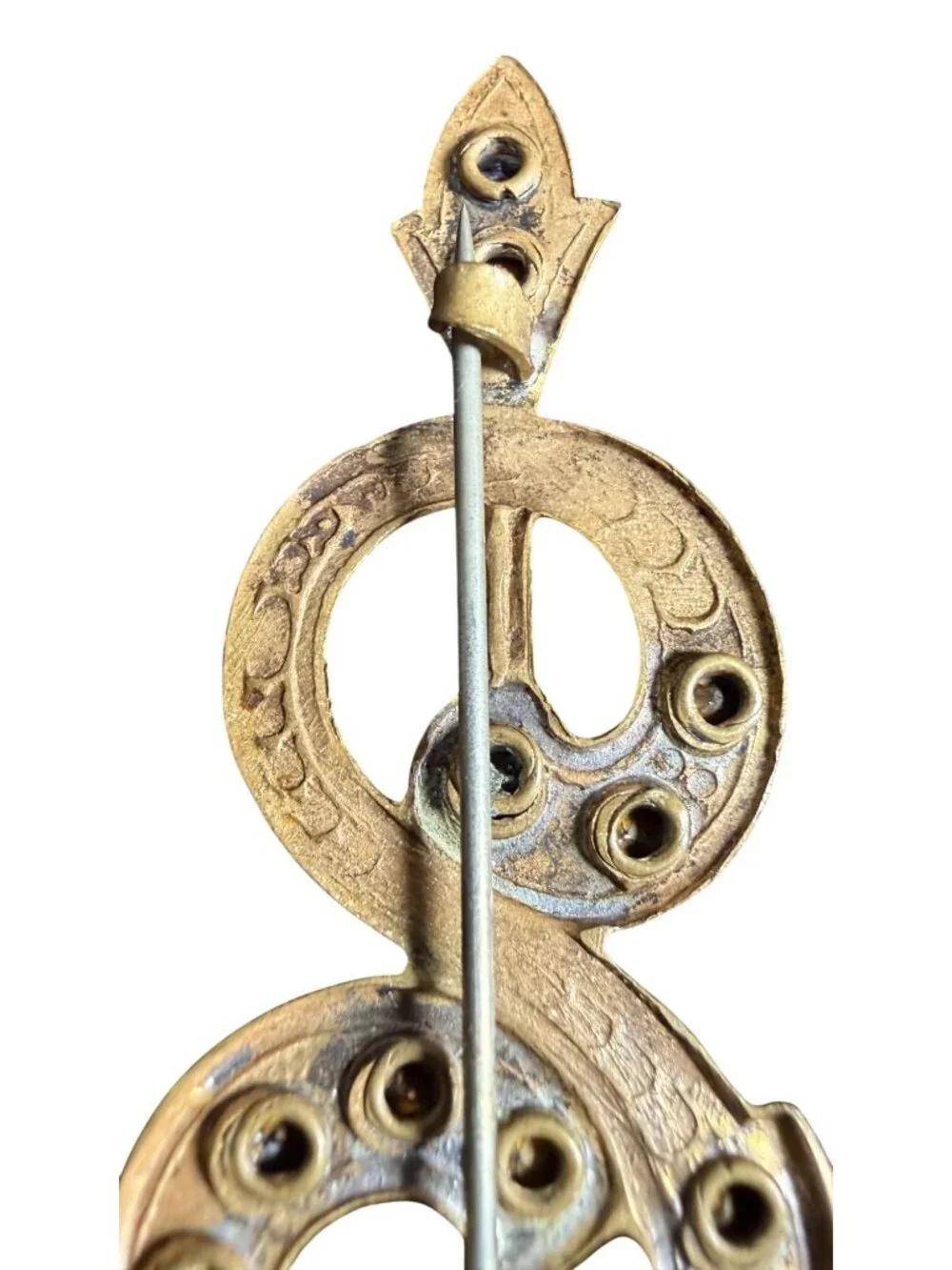 Vintage Costume Rhinestone Sash Brooch Buckle Style Serpentine Arrow Infinity